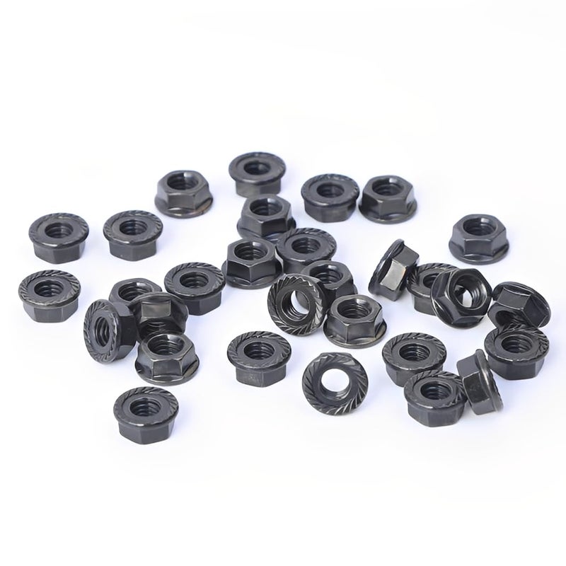 Minho M6-1.0 x 30mm Flange Head Bolts in Carbon Steel Material,Flange Hexagon Screws Come with Flange Nuts,Black Oxide Finish Plated,Full Thread, 30 Sets - Image 3